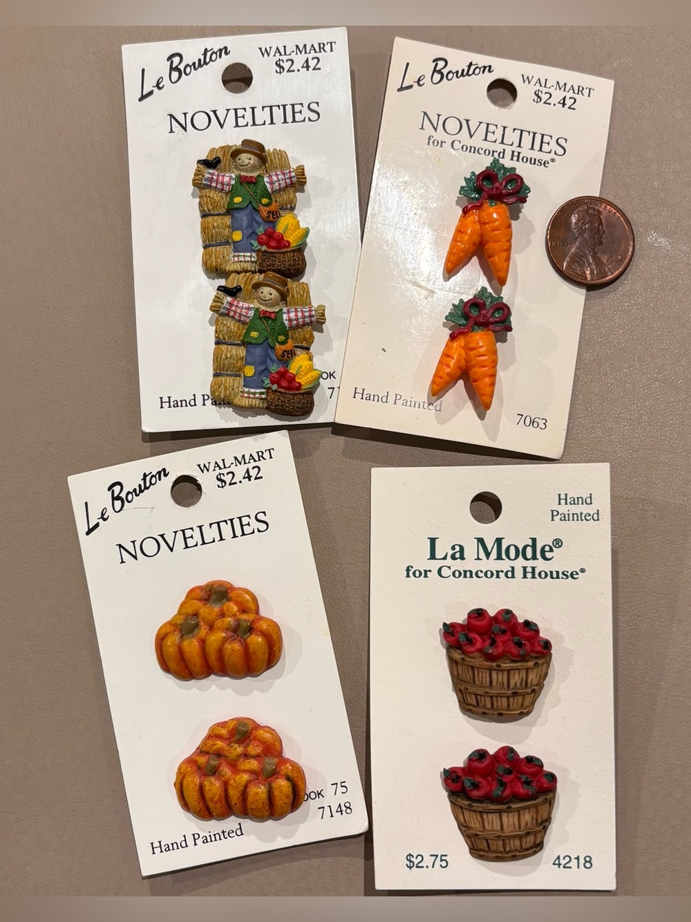 Vintage Assortment Novelty Fall Garden Themed Buttons Plastic Scarecrow